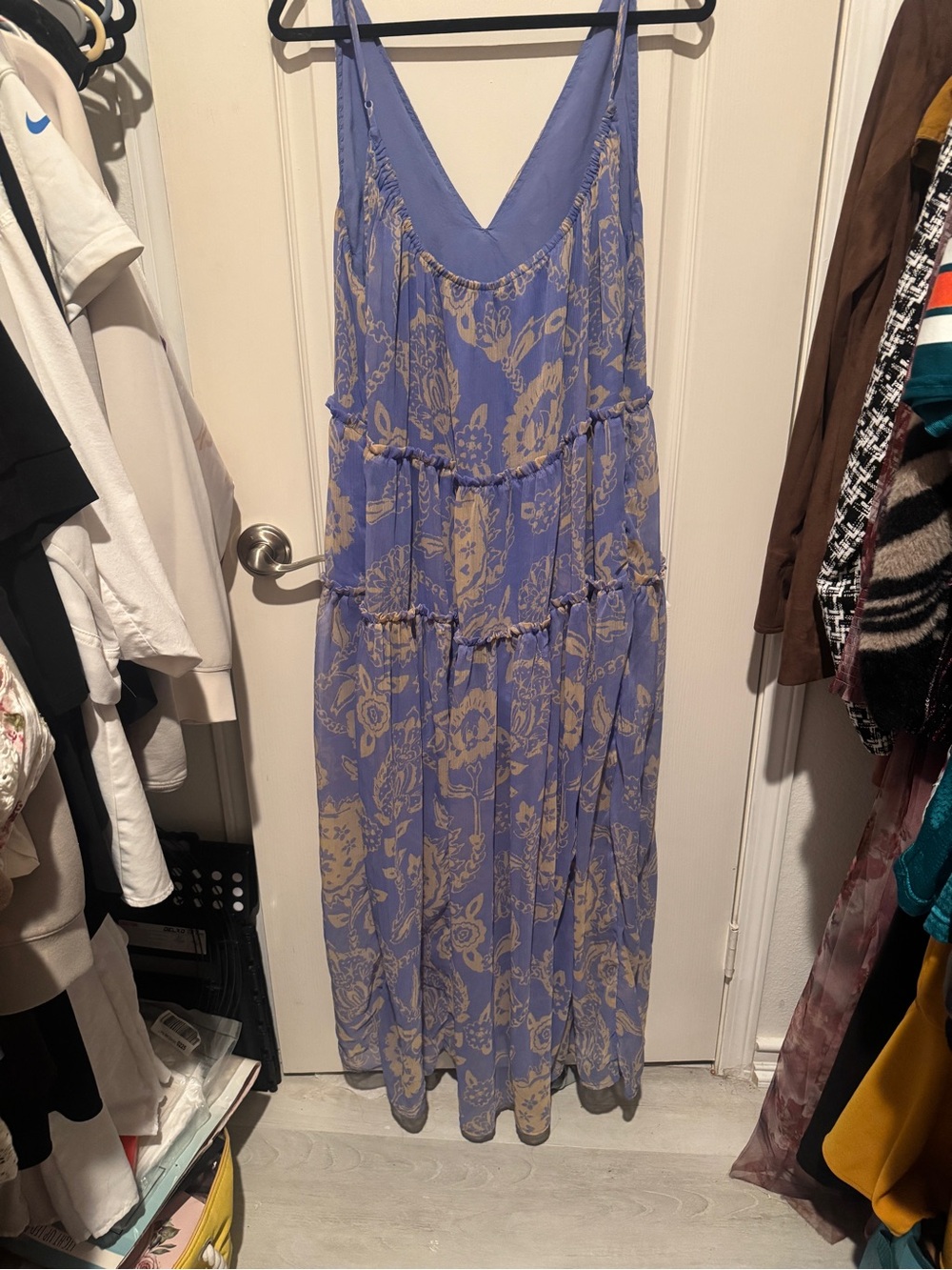 Free People Blue Floral V-Neck Tiered Maxi Dress - Picture 2 of 3